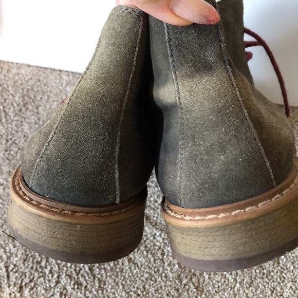 Mens 1901 Canyon suede Chukka green/brown suede burgundy lace up boot 13